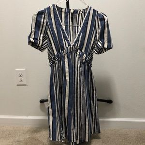 Blue and white stripped dress